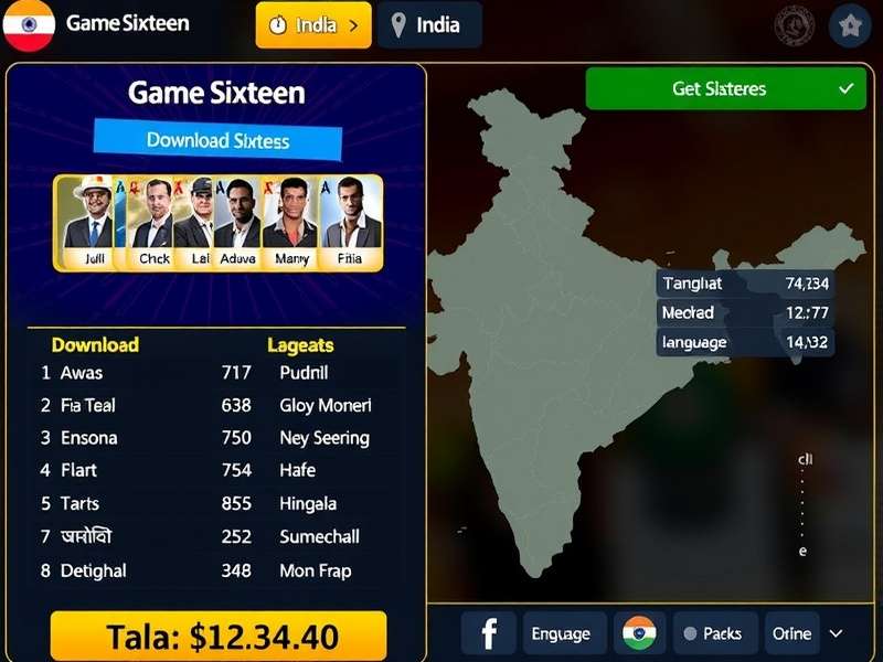 Game Sixteen In India showing different language options