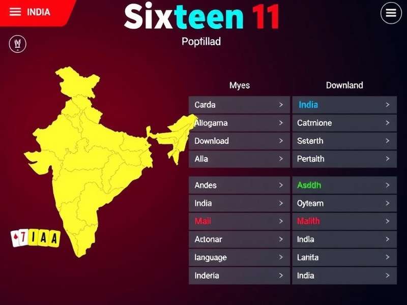 Game Sixteen In India gameplay screenshot showing card interface